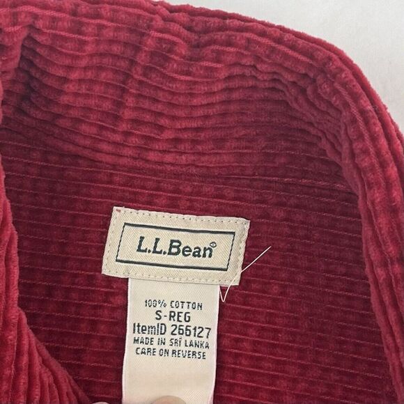 LL Bean Wide Whale Corduroy Relaxed Comfort Shirt S Red Shacket cabincore boho - Picture 3 of 13